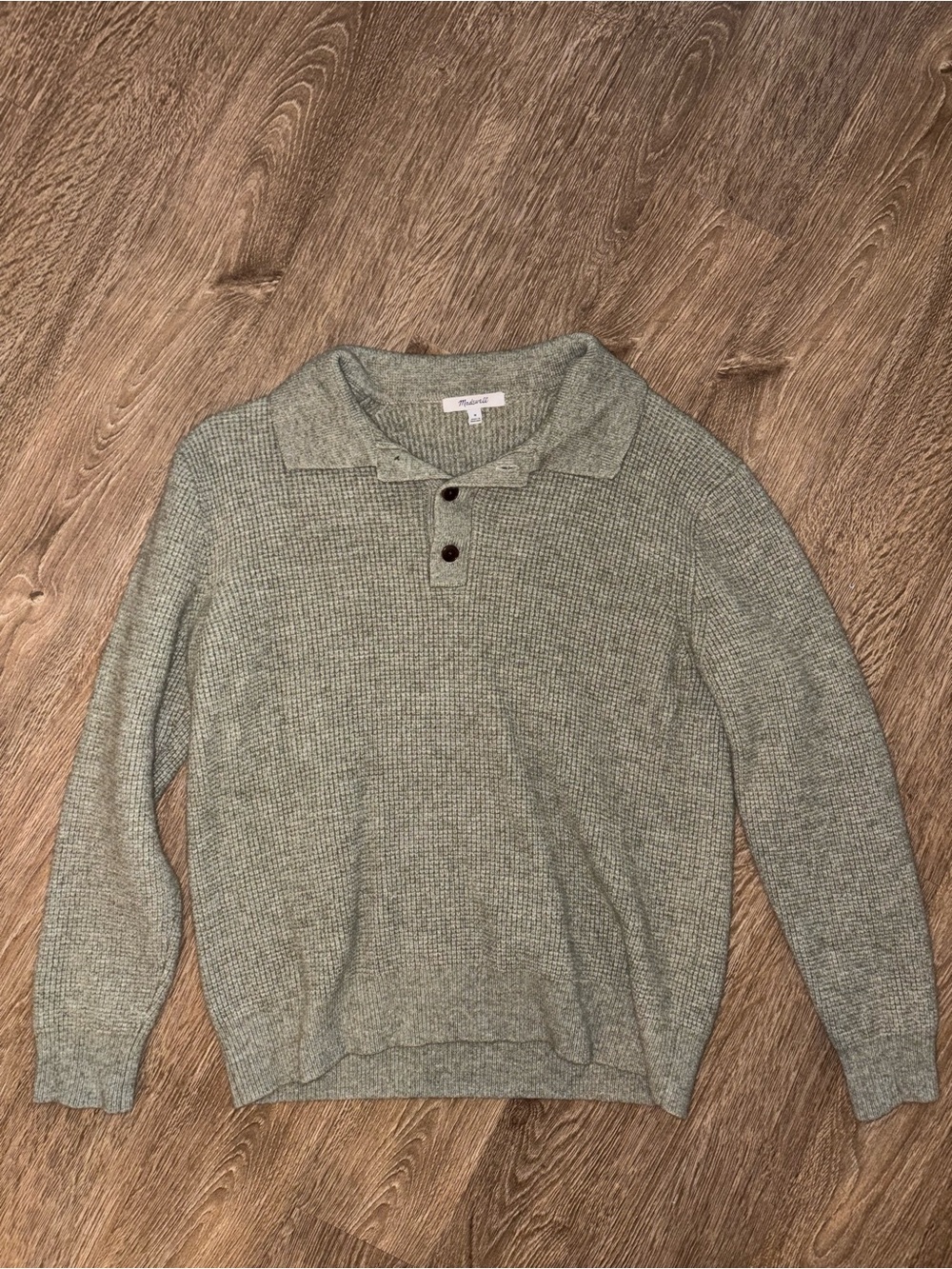 Madewell Heather Sage Crewneck Polo Knit Sweater